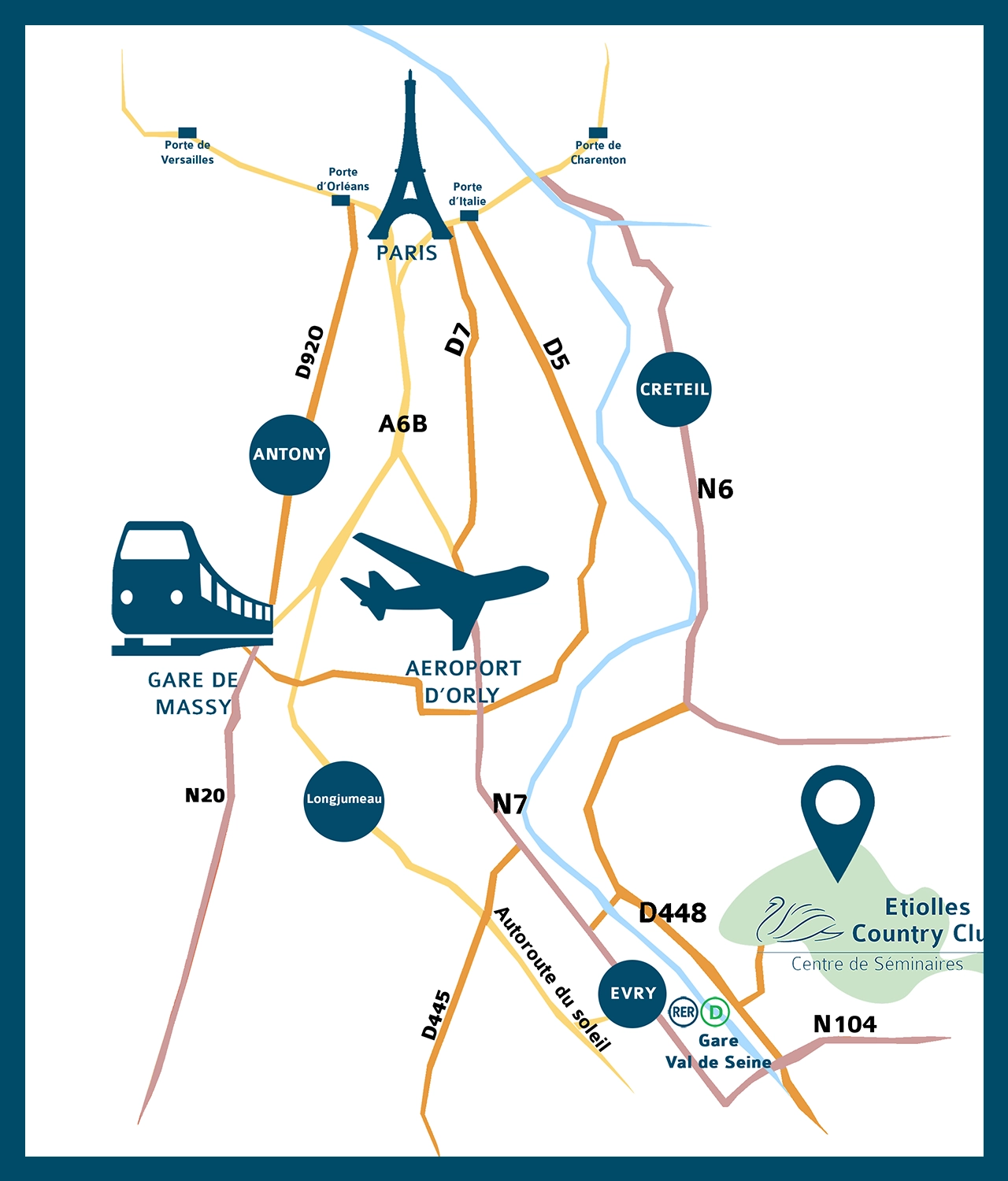 Plan d’accès à Étiolles Country Club